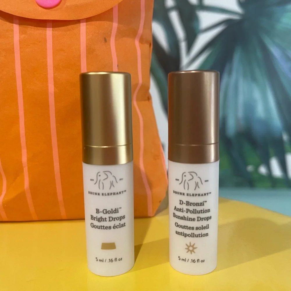 Drunk Elephant Bronze & Gold Trio with Samples and Reusable Orange Pouch